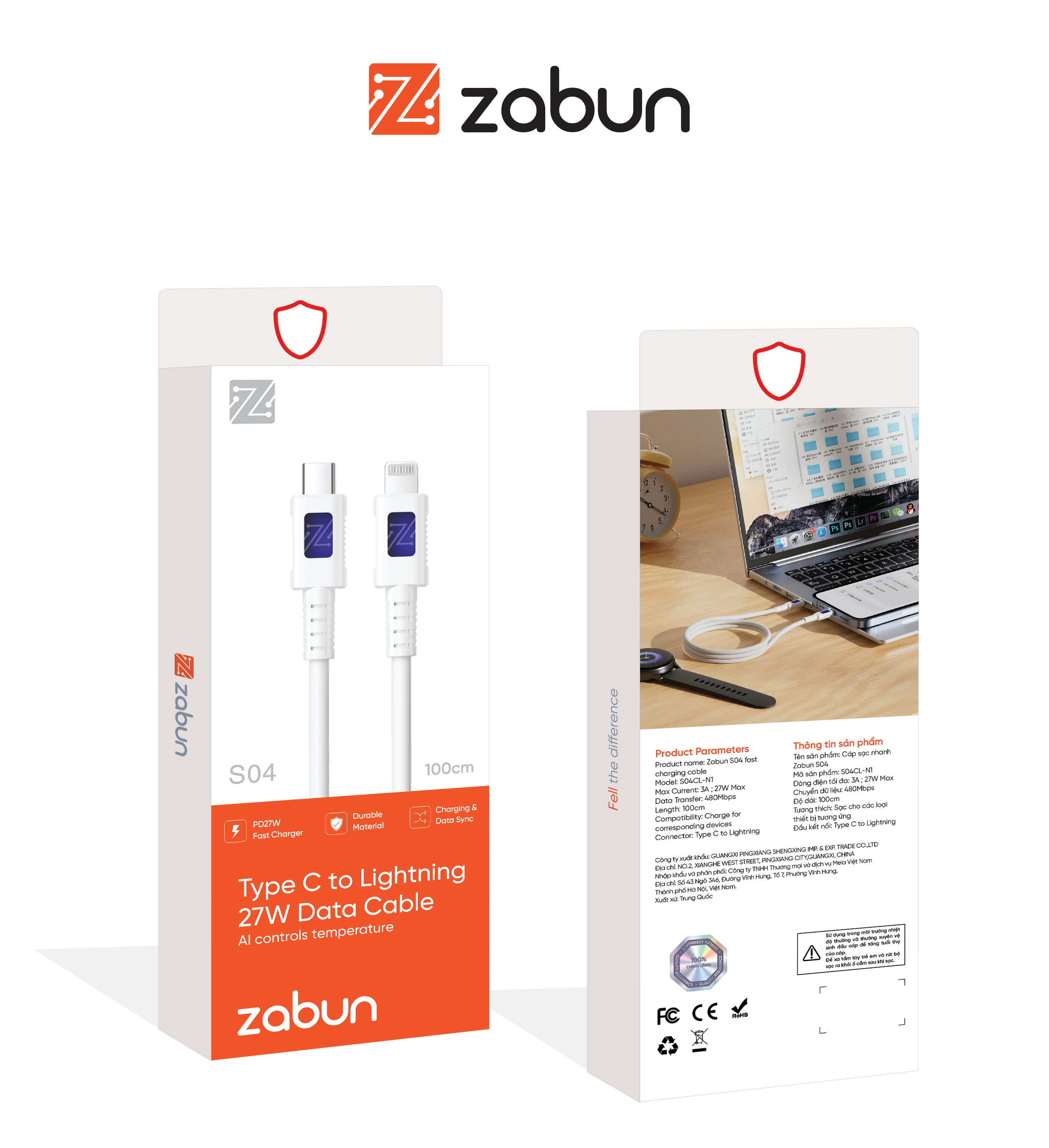 Cáp sạc Zabun  S04 chân Type C- Lightning